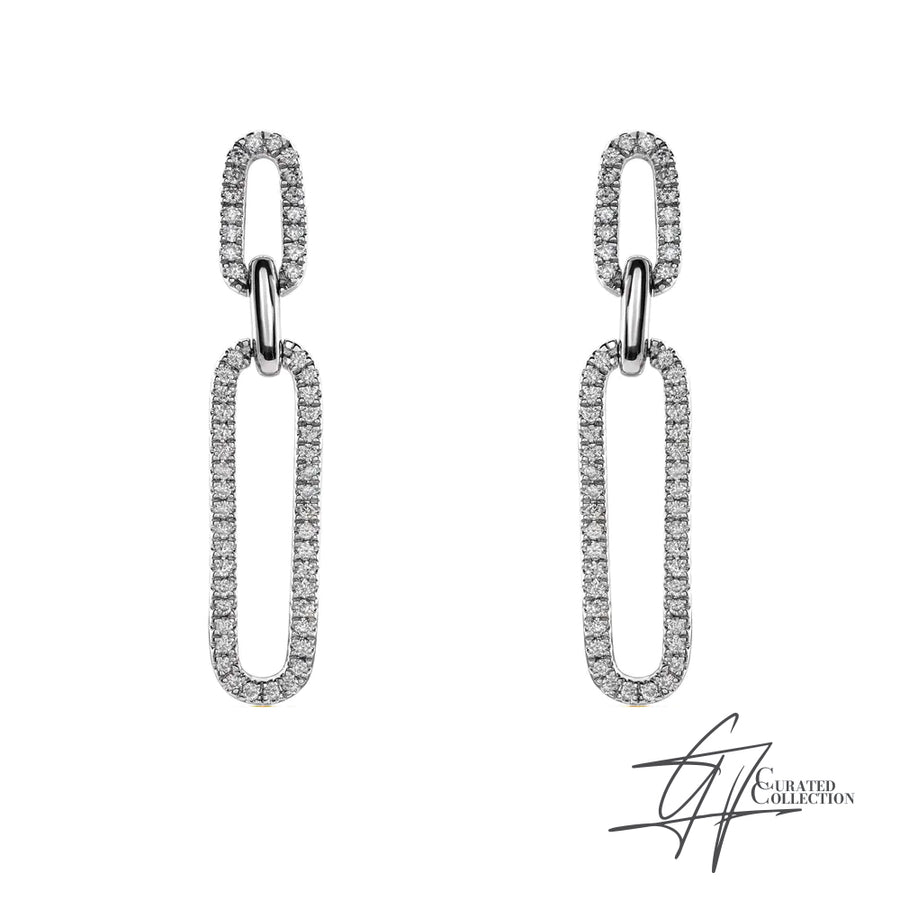 Gradiance Jewelry women's 14KT white gold diamond paperclip style Sophisticated Earrings from the Curated Collection.